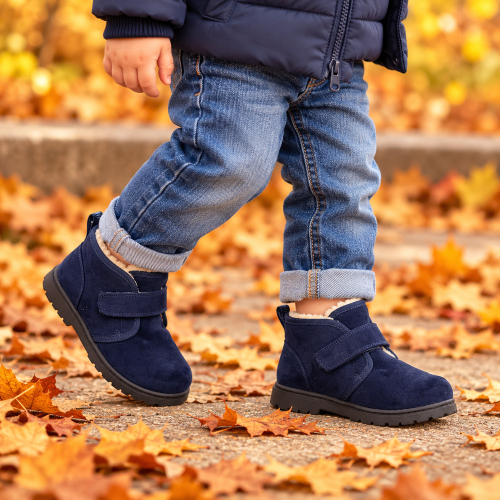 Toddler Boys Size 5 Navy Faux Suede Sherpa Lined Winter Boots Cat & Jack